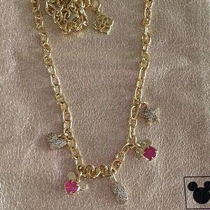 Gold-Tone Pink & Clear Charm Necklace - Women's Jewelry